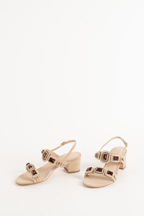 Jeweled Sandal | Sand Beige Suede