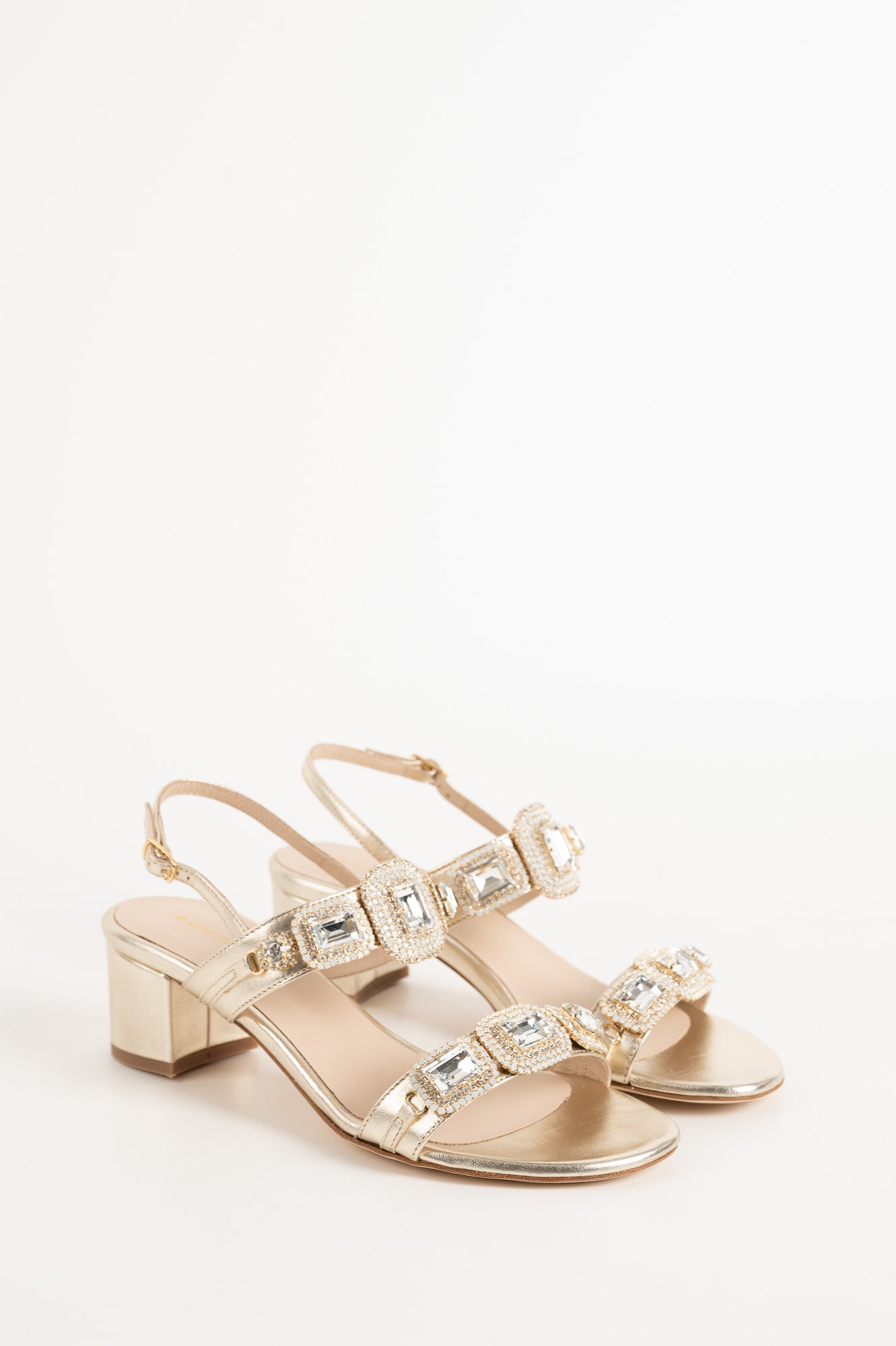 Jeweled Sandal | Platino Nappa Leather