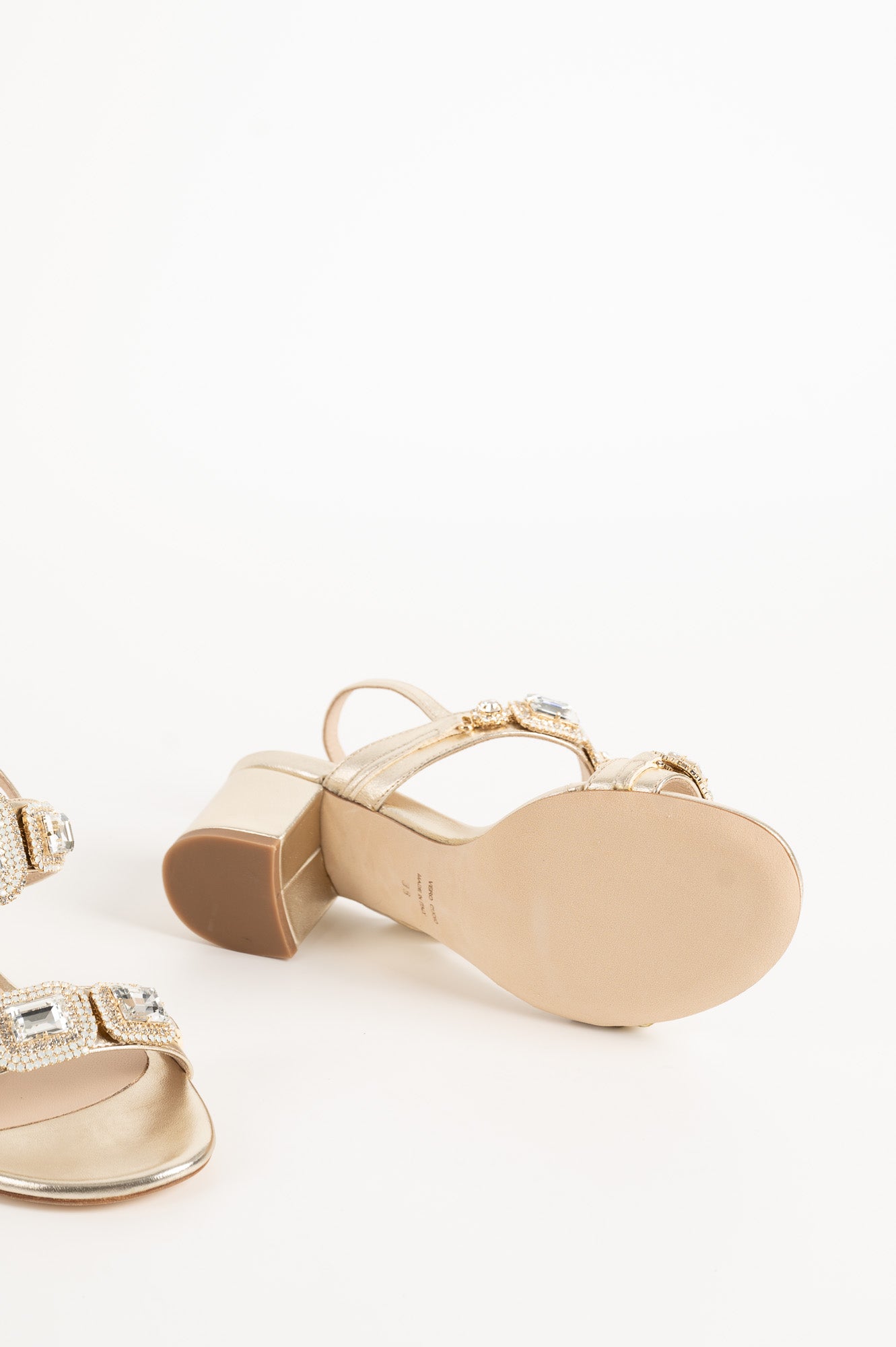 Jeweled Sandal | Platino Nappa Leather