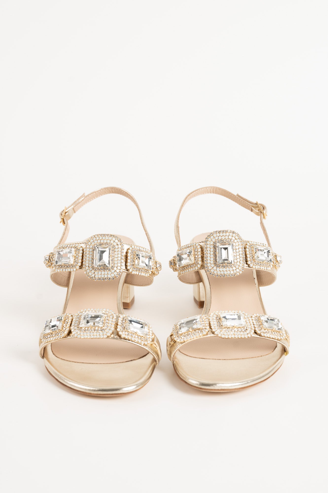 Jeweled Sandal | Platino Nappa Leather
