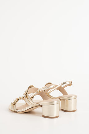 Jeweled Sandal | Platino Nappa Leather
