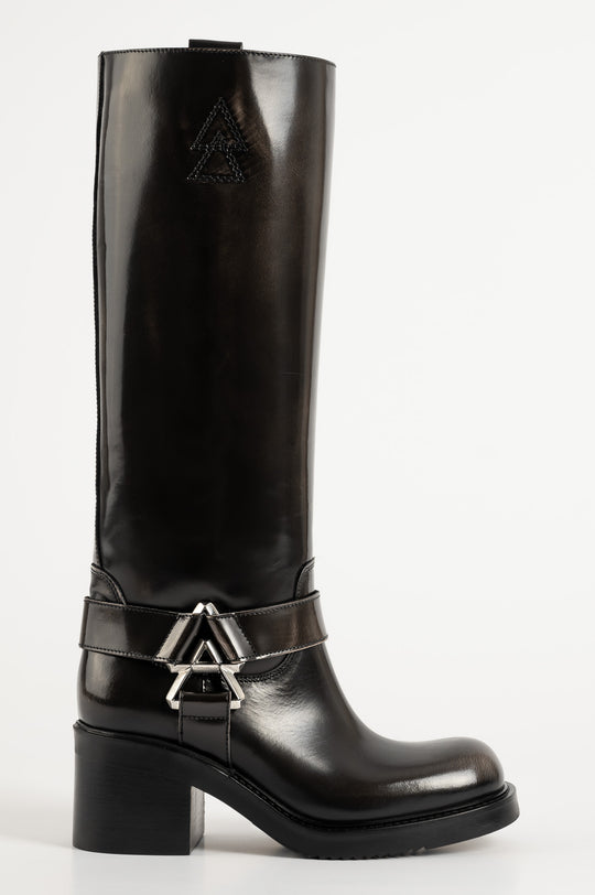 Glossy High Boot Sahara | Dusty Black Abrasivato