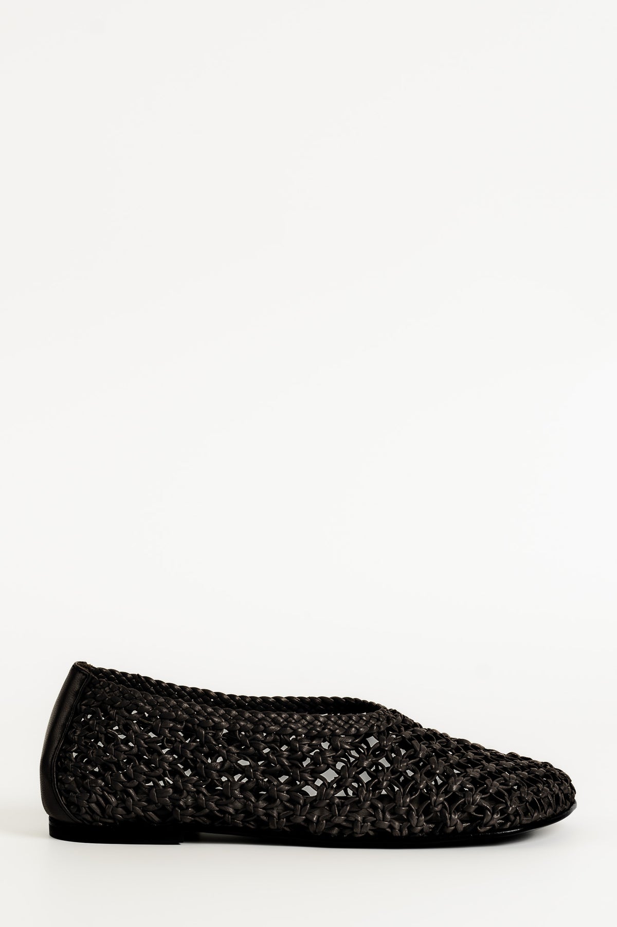 Flat Ballerina Ame 157 | Svart Virkat Skinn