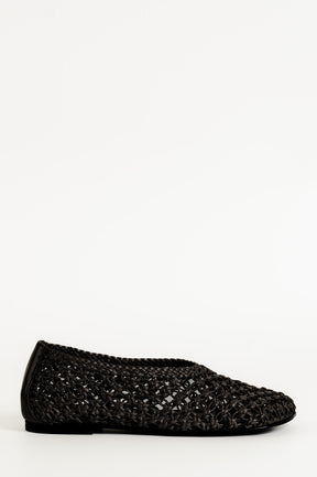 Flat Ballerina Ame 157 | Svart Virkat Skinn