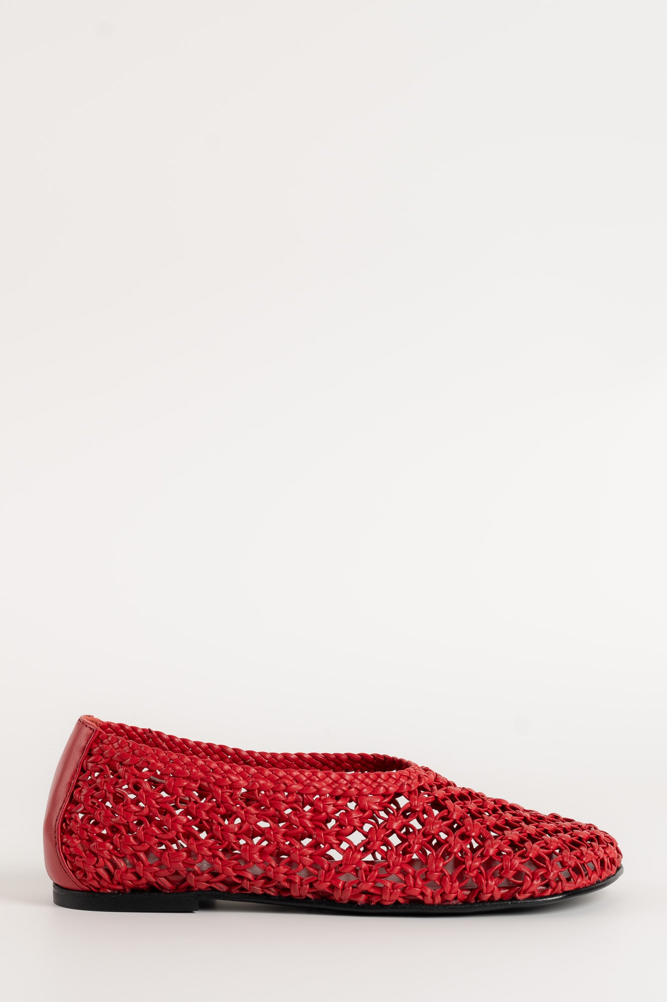 Flat Ballerina Ame 157 | Red Crocheted Leather