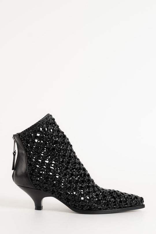 Ankle Boot Thais | Black Crochet Nappa Leather