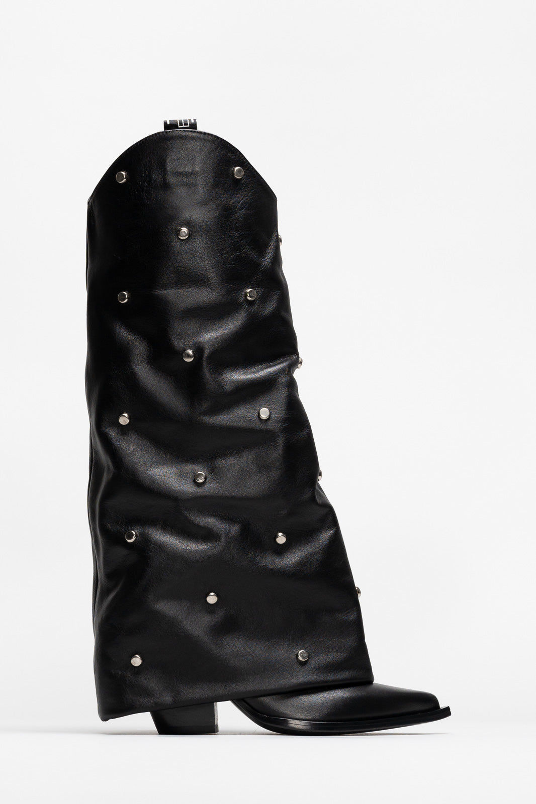 Fold-Over Boot Peggy | Deep Black Calf Leather