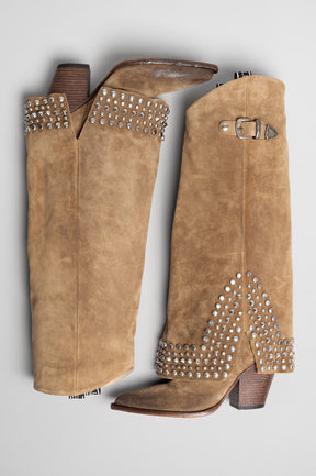 Fold-Over Boot Peggy | Driftwood Beige Vintage Suede