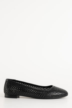 Flat Ballerina Ayla 058 | Black Leather