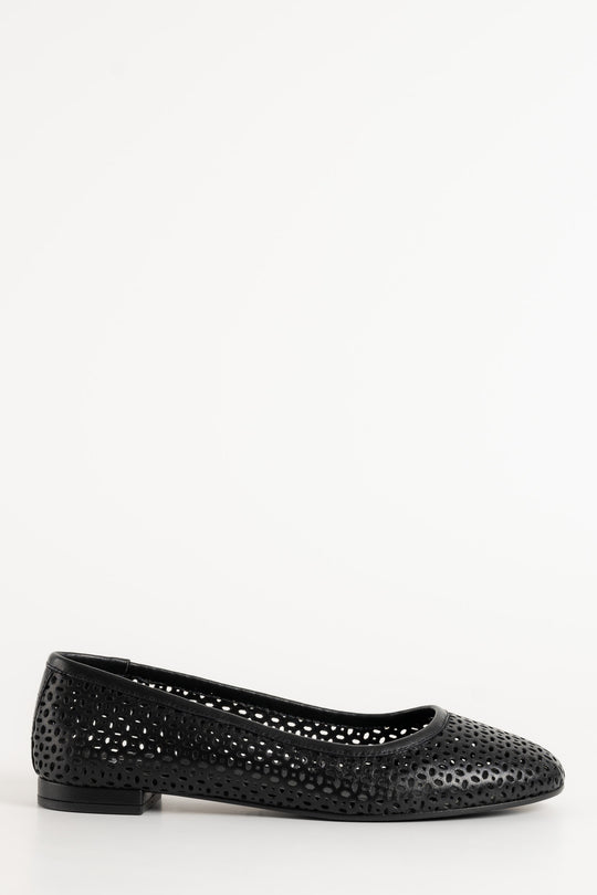 Ballet Flat Ayla | Black Perforated Leather