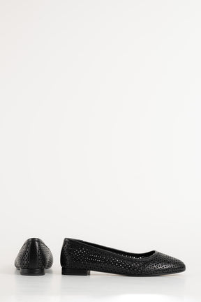 Flat Ballerina Ayla 058 | Black Leather