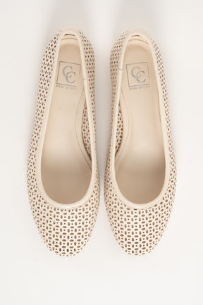 Flat Ballerina Ayla 058 | White Leather
