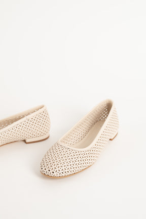 Flat Ballerina Ayla 058 | White Leather