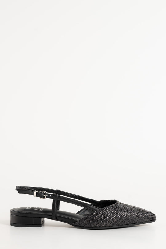 Slingback Flat Julia 264 | Svart Raffia