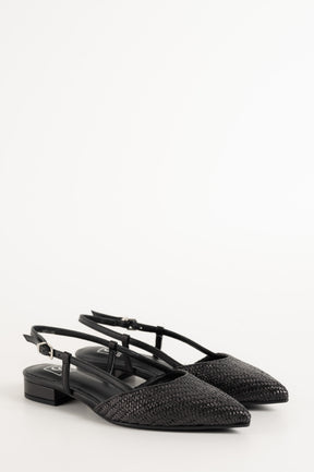 Slingback Flat Julia 264 | Black Raffia
