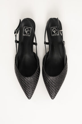 Slingback Flat Julia 264 | Black Raffia