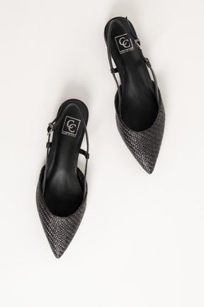Slingback Flat Julia 264 | Black Raffia