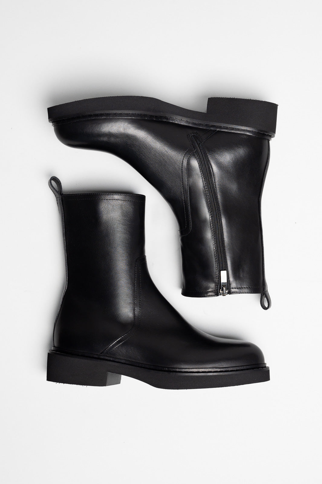 Zipper Boot Celina | Elegant Black Calf Leather