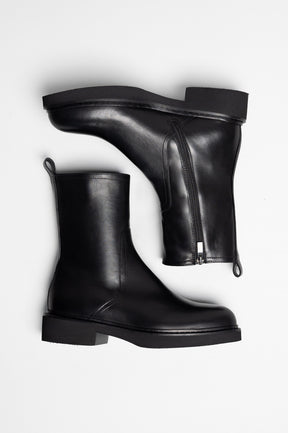 Zipper Boot Celina | Elegant Black Calf Leather