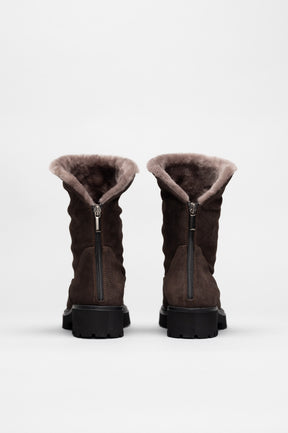 Shearling Boot Piuma | Cacao Brown Brushed Suede