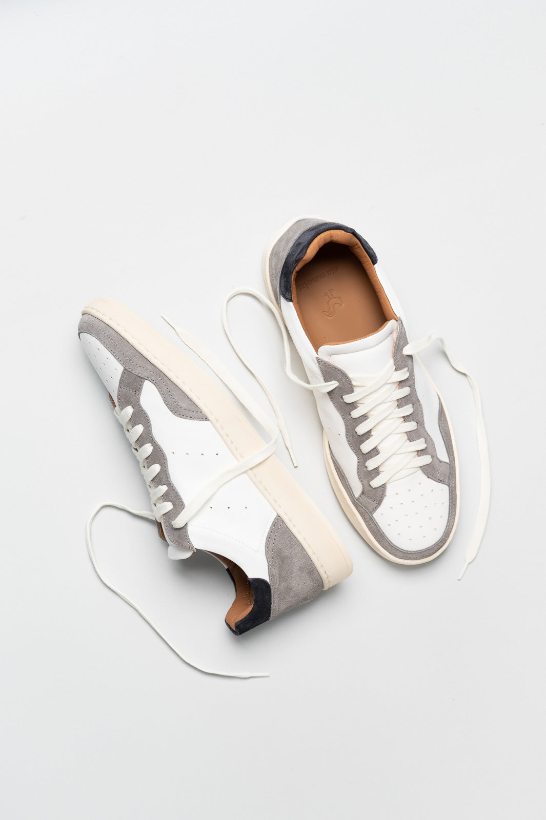 Men's Low-Top Sneaker | White-Grey Vintage Suede