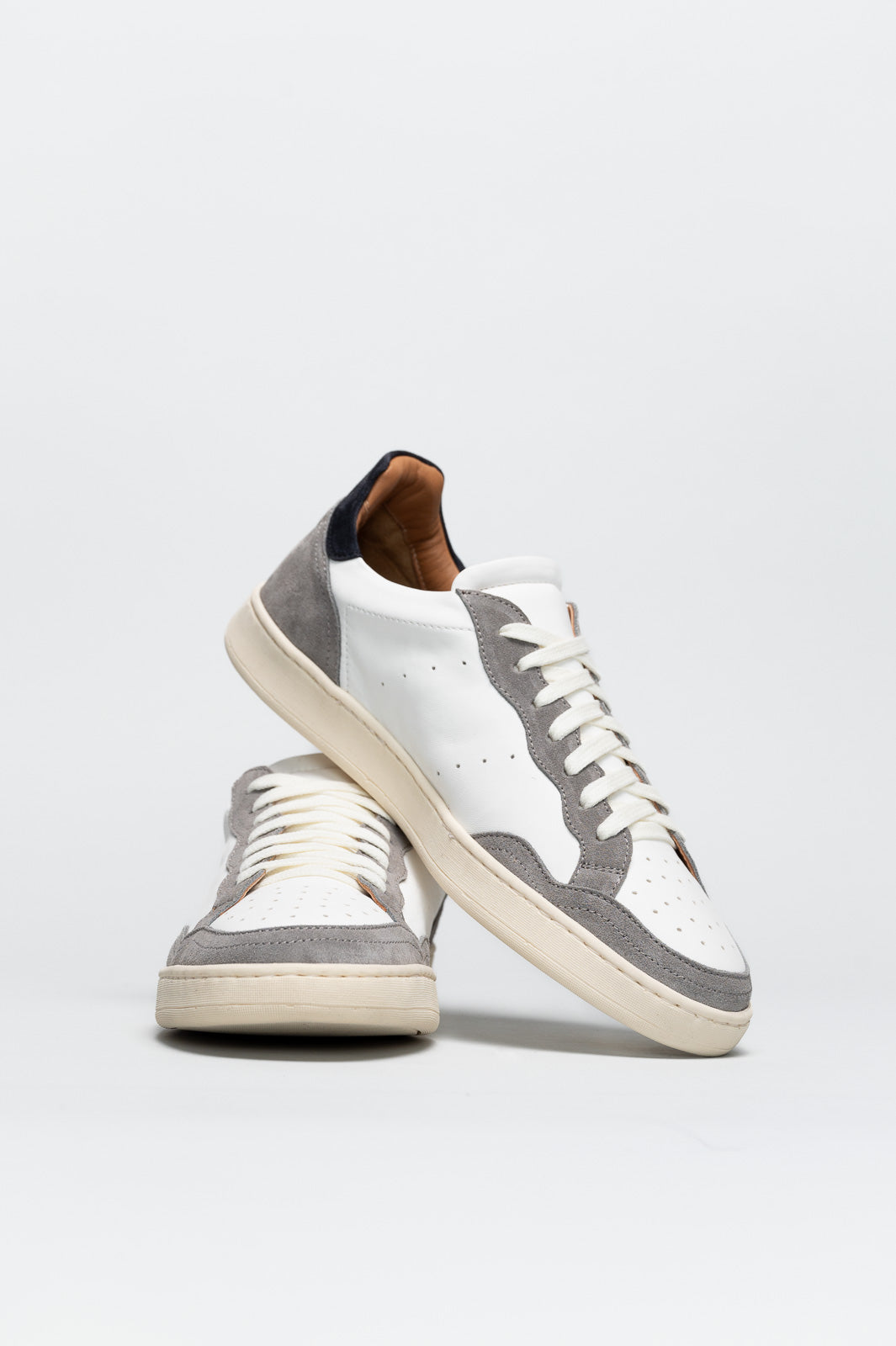 Men's Low-Top Sneaker | White-Grey Vintage Suede