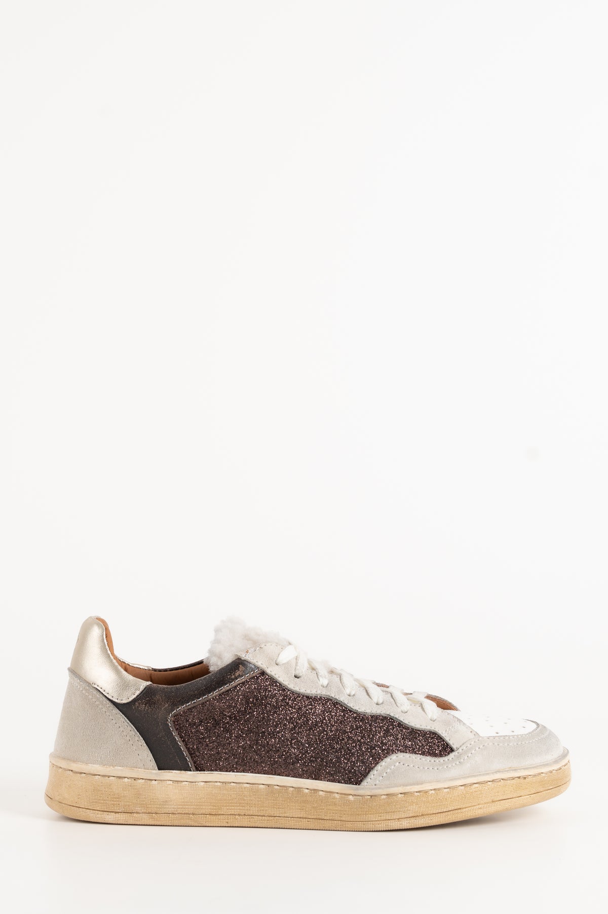 Low-Top Sneaker Cleo | Brown Glitter Suede