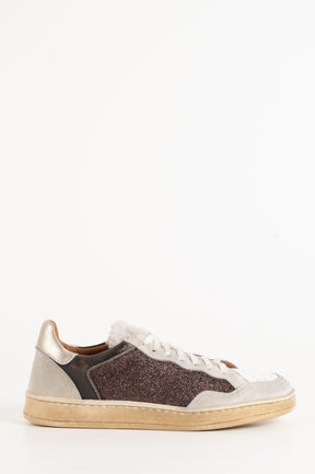 Low-Top Sneaker Cleo | Brown Glitter Suede