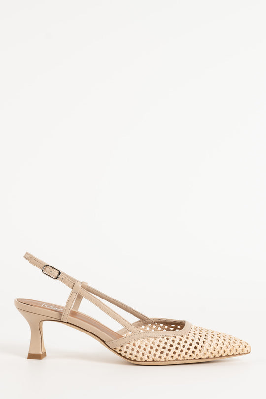 Slingback Pump Linnea 611 | Sand Flätat Skinn