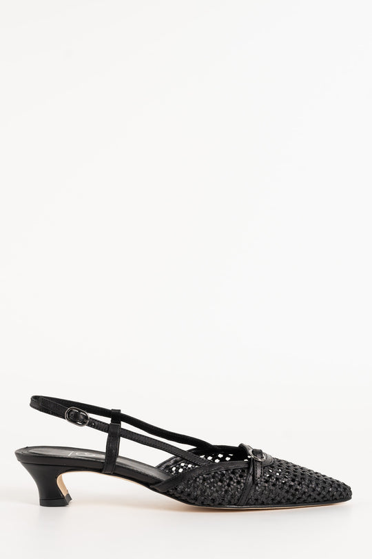 Slingback Pump Alina 028 | Svart Flätat Skinn