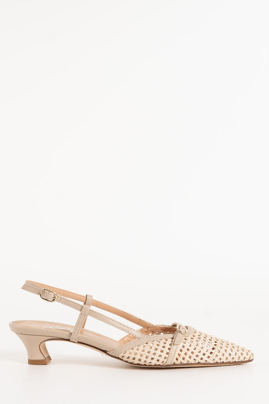 Slingback Pump Alina 028 | Beige Flätat Skinn