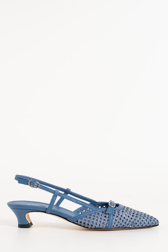 Slingback Pump Alina 028 | Jeans Flätat Skinn