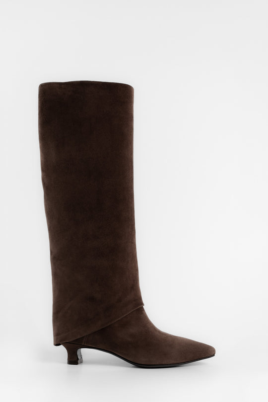 Folded High Boot Bria | Brown Suede