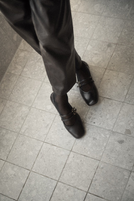 Mary Jane Flat Giana | Abyss Black Nappa Leather