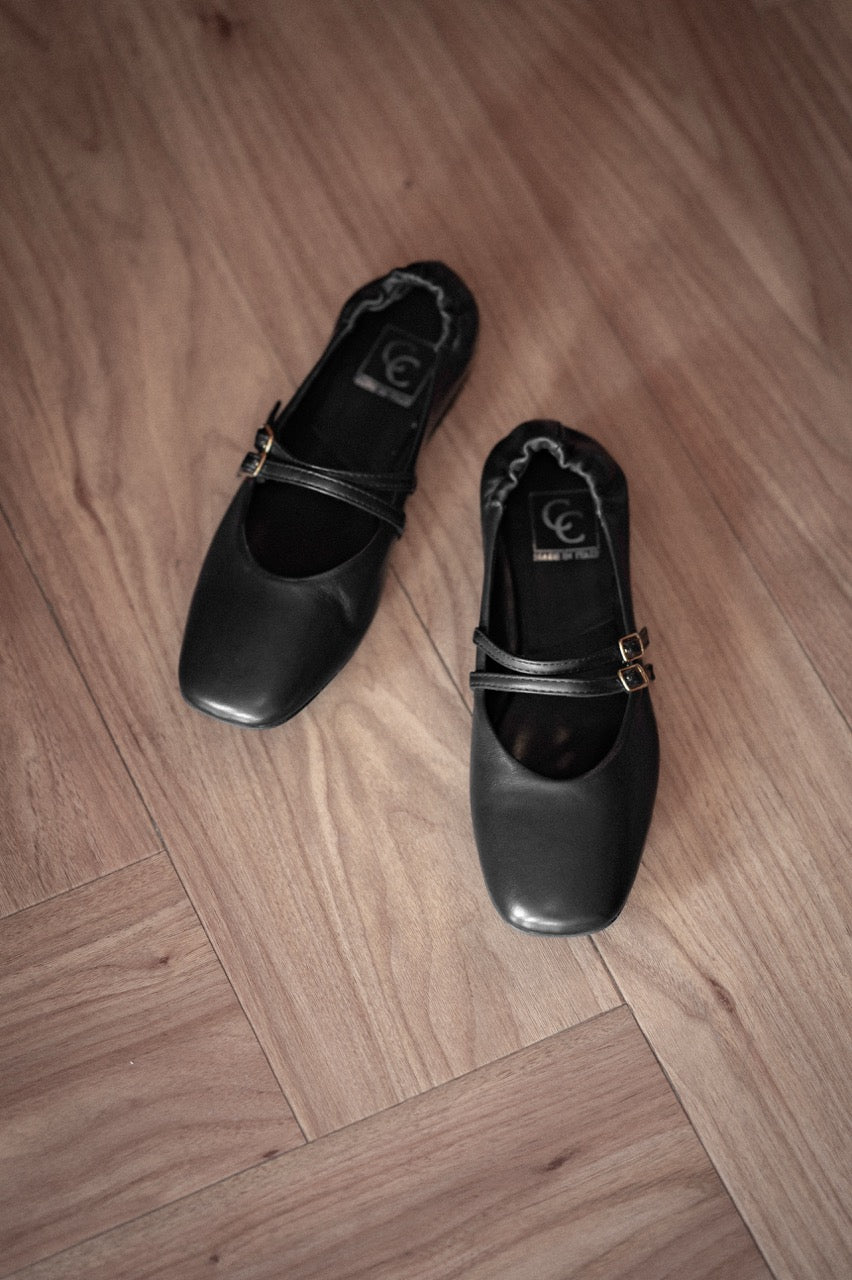 Mary Jane Flat Giana | Abyss Black Nappa Leather