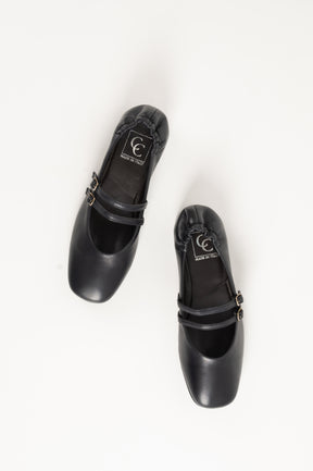 Mary Jane Flat Giana | Abyss Black Nappa Leather