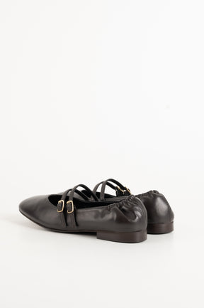 Mary Jane Flat Giana | Chocolate Brown Nappa Leather