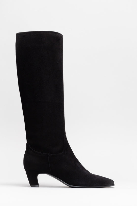 Heeled High Boot Selene | Midnight Black Suede