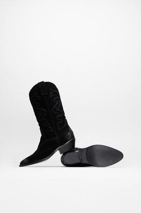 Western Boot Isabelle | Midnight Black Vintage Suede
