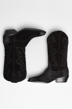 Western Boot Isabelle | Midnight Black Vintage Suede