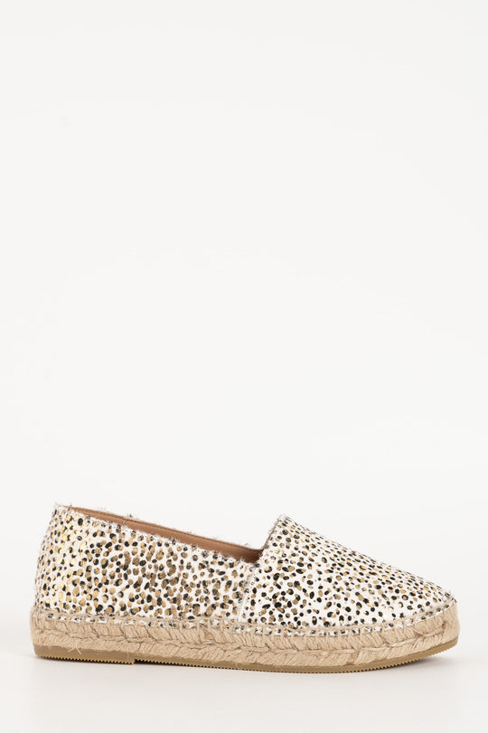 Espadrille Monaco | Spotted Black-White-Gold Cavallino