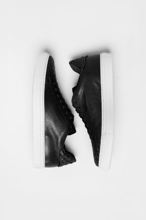 Men's Signature Braided Sneaker | Graphite Black Calf Leather