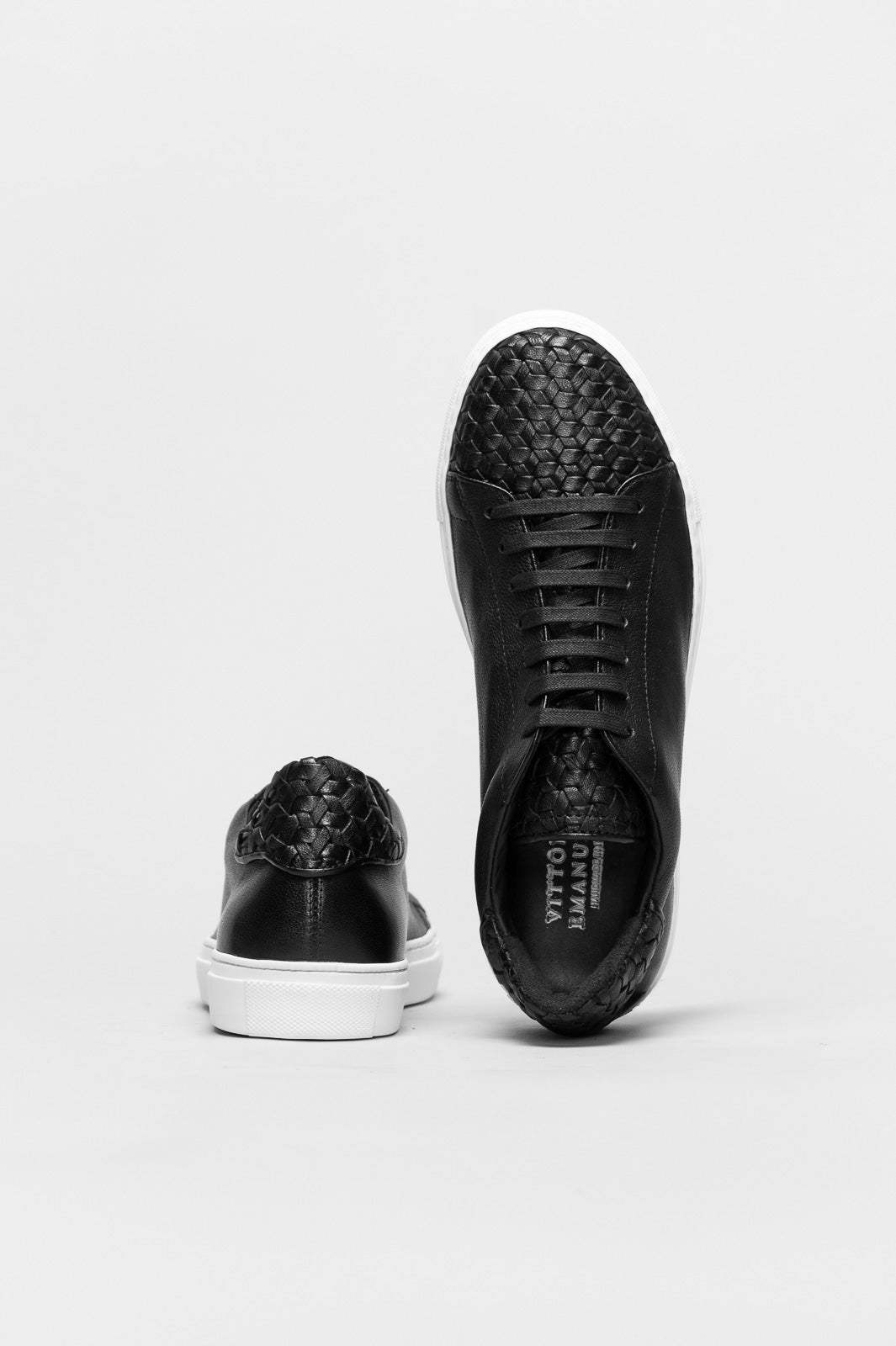 Men's Signature Braided Sneaker | Graphite Black Calf Leather