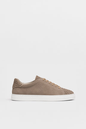 Men's Signature Braided Sneaker | Sand Beige Calf Suede