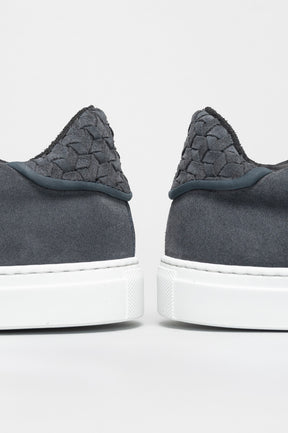 Men's Signature Braided Sneaker | Grey-Blue Calf Suede