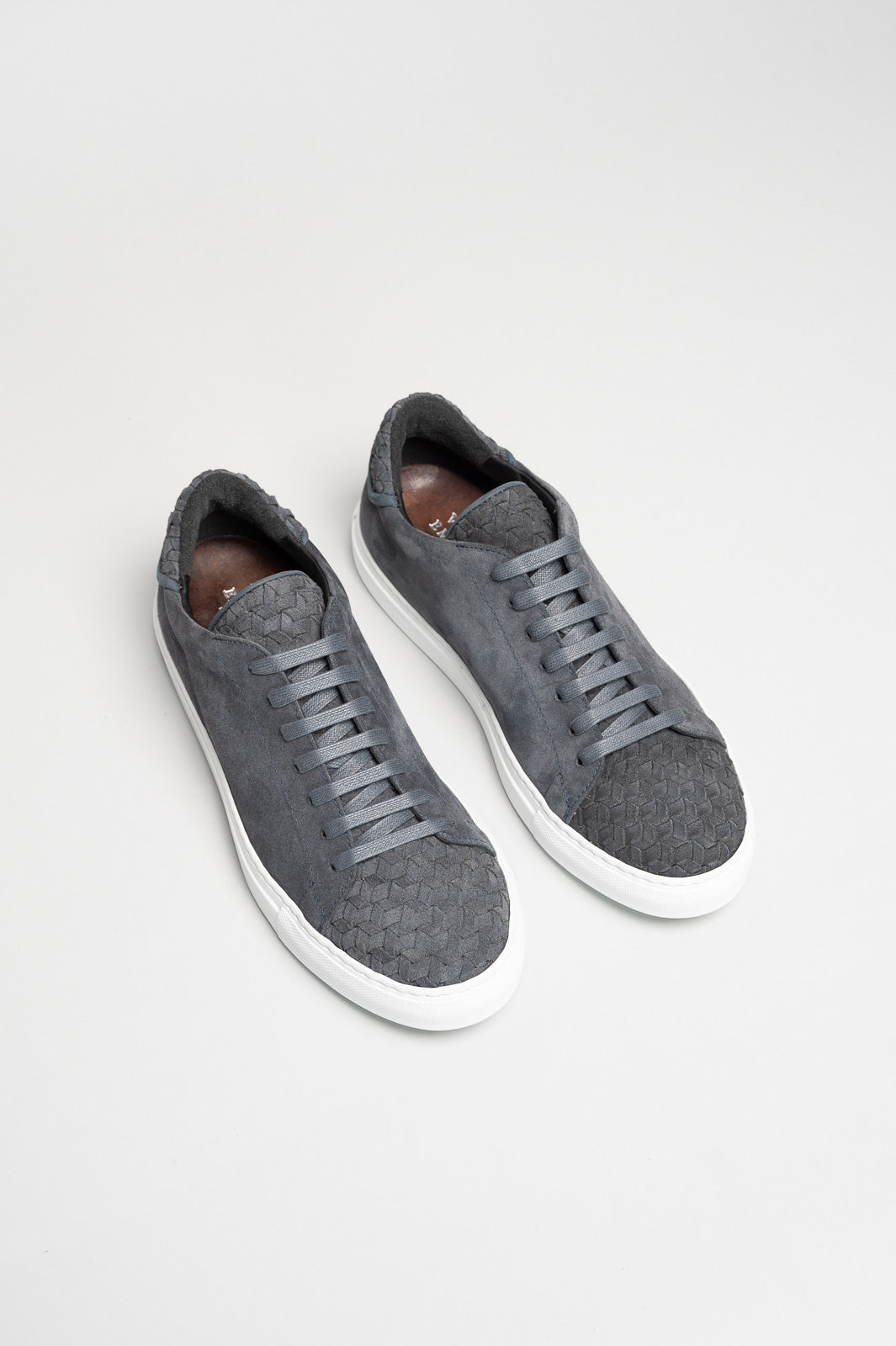 Sneaker Braided | Grey-Blue Calf Suede