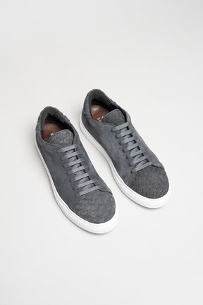 Sneaker Braided | Grey-Blue Calf Suede