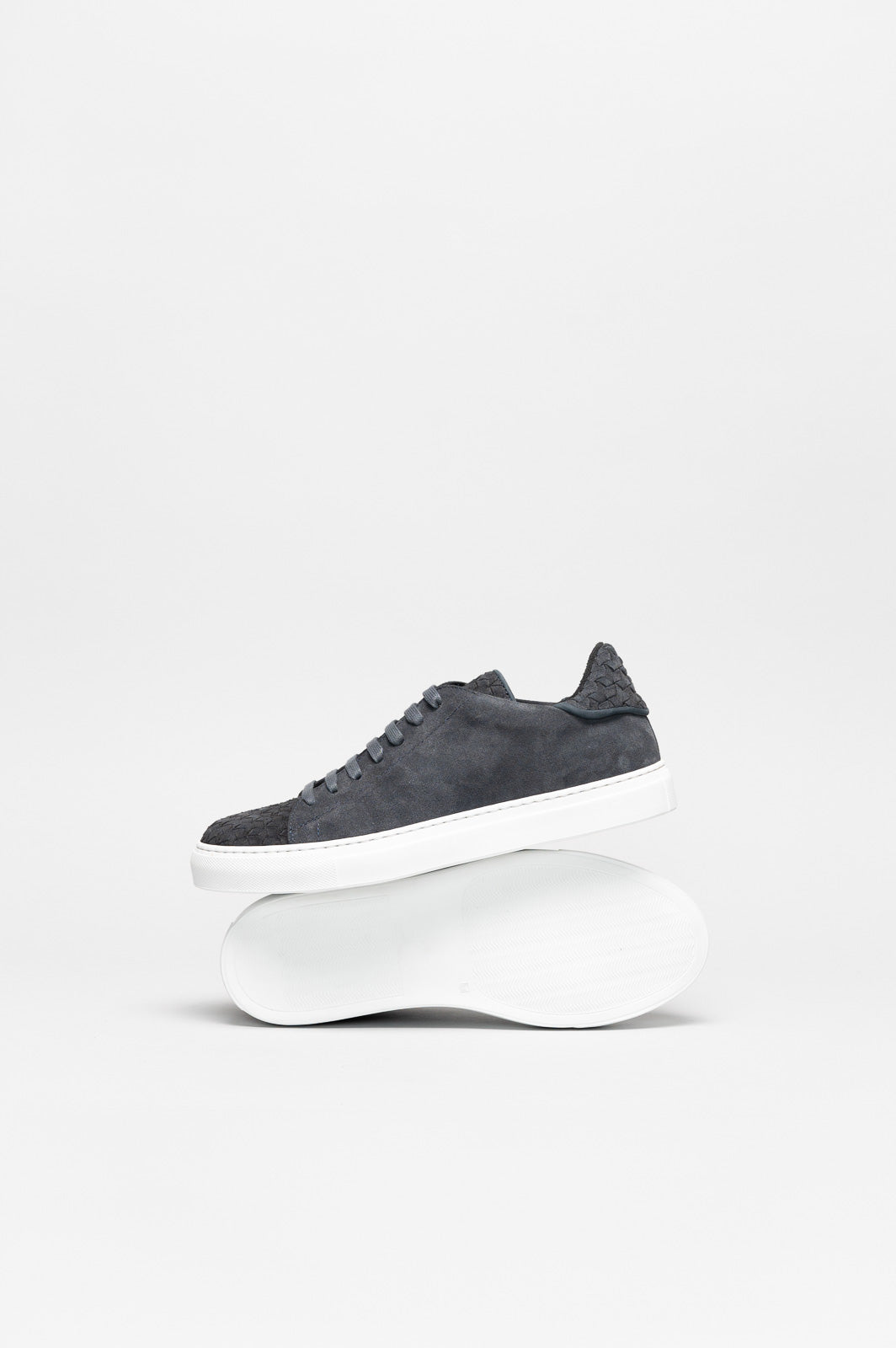 Sneaker Braided | Grey-Blue Calf Suede