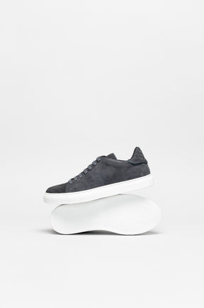 Sneaker Braided | Grey-Blue Calf Suede