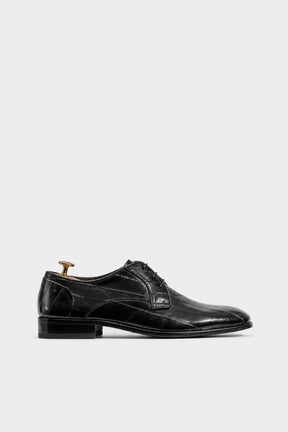 Men's Dress Derby | Black Eel Leather